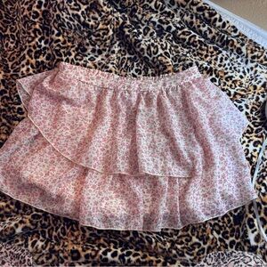 Altar'd State Floral Pink Ruffle Skirt
